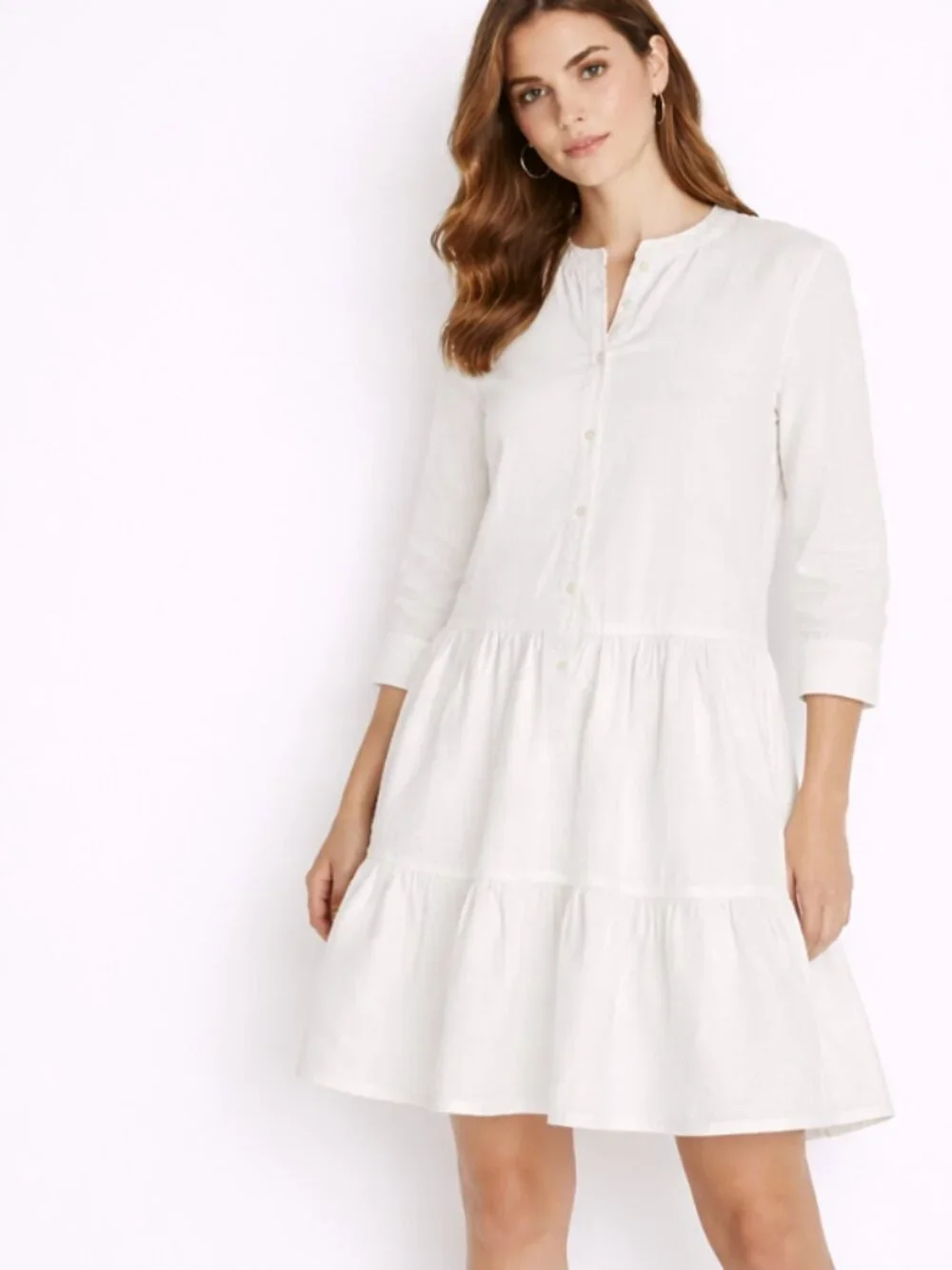Apiece Apart White Tiered Cotton Dress Minimalist Boho Summer Casual
